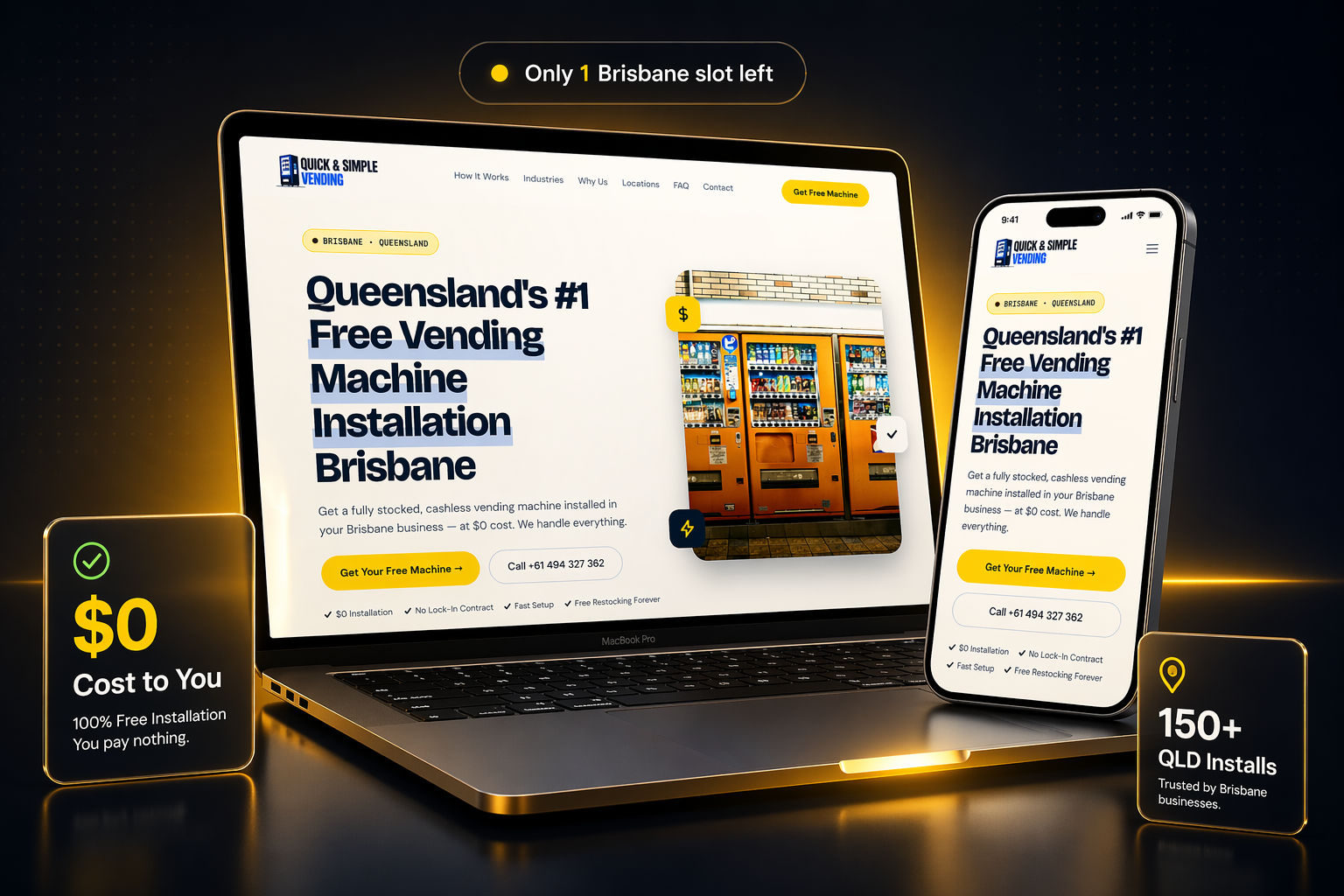 QS Vending website mockup